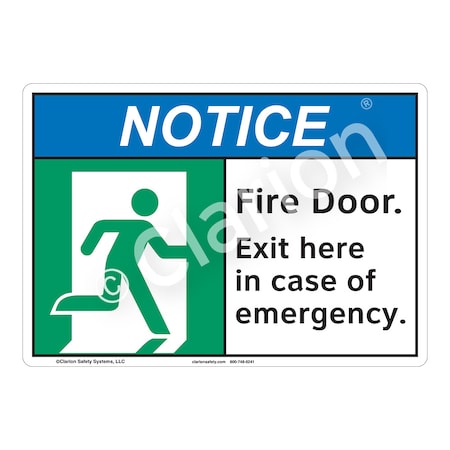 Notice Fire Door Safety Signs Indoor/Outdoor Flexible Polyester (ZA) 14 X 10, F1101-ZASW2